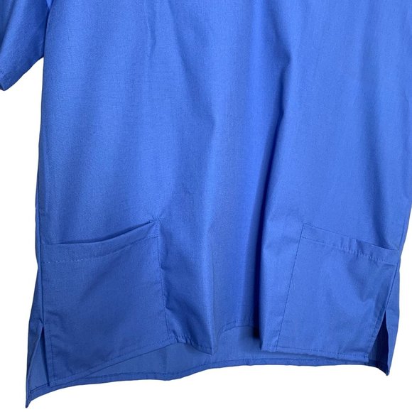 Prism Medical Scrub Top Blue Short Sleeve Pockets V-Neck Nurse NWT Unisex Size M - Picture 2 of 7